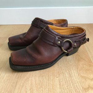 Beautiful Frye Boots Belted Harness Mule Slide Clogs Brown Leather - Women's 7.5